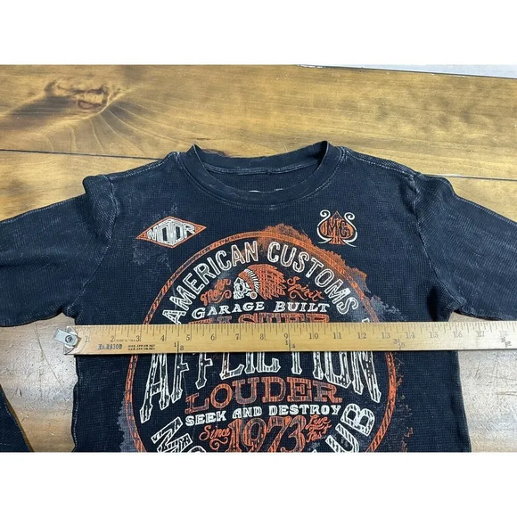 Affliction American Customs MC Long Sleeve Black Womens Shirt Size Medium - Picture 5 of 8